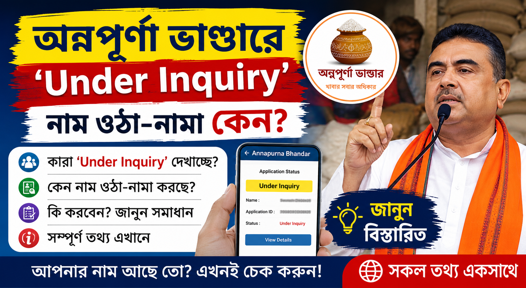 অন্নপূর্ণা ভাণ্ডারে Under Inquiry