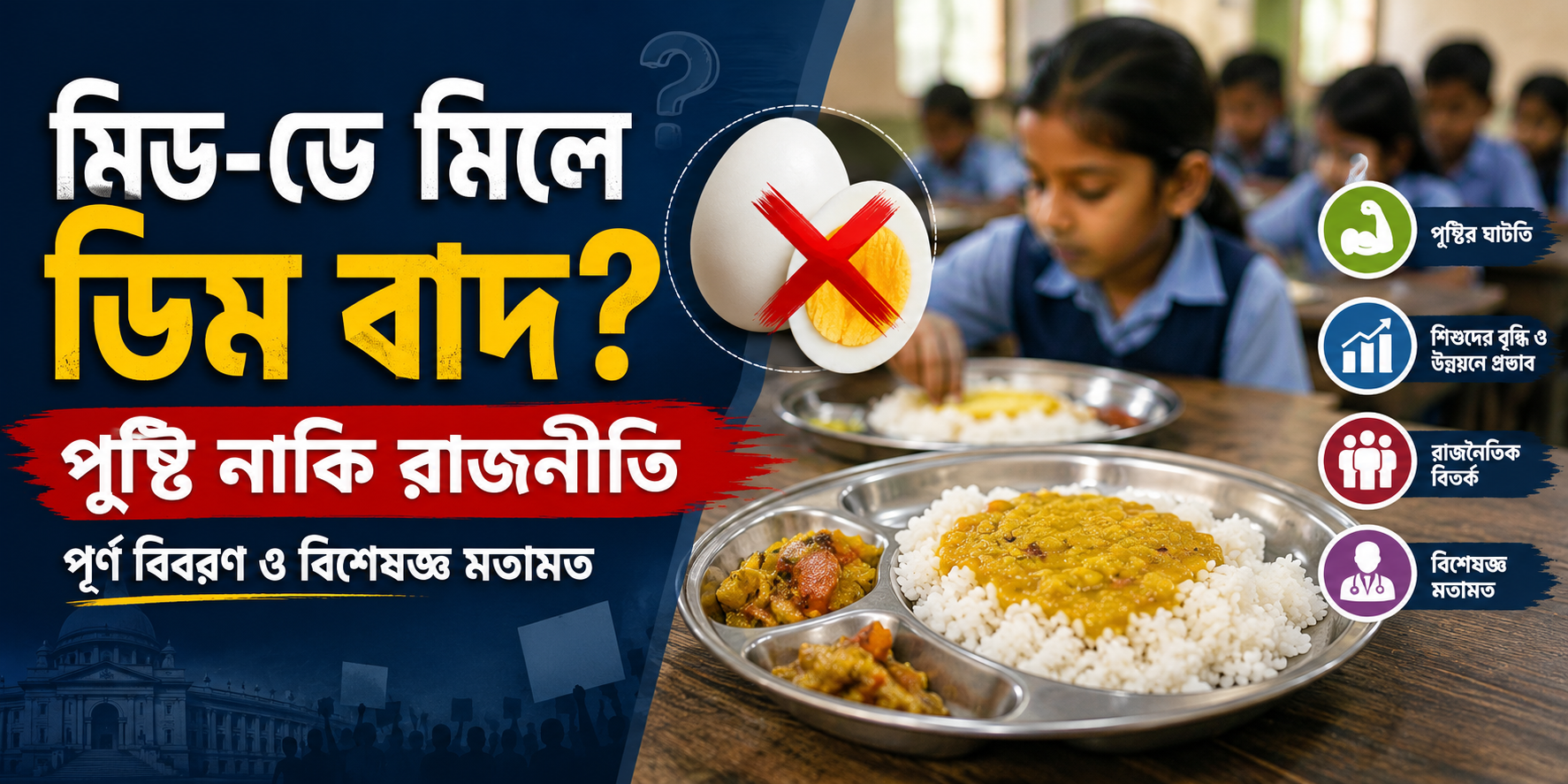 মিড-ডে মিলে ডিম বাদ? পুষ্টি বিতর্ক