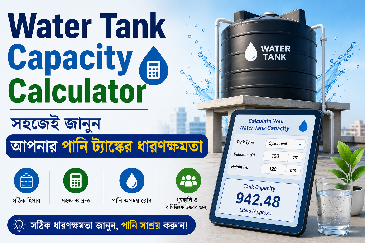 Water Tank Capacity Calculator